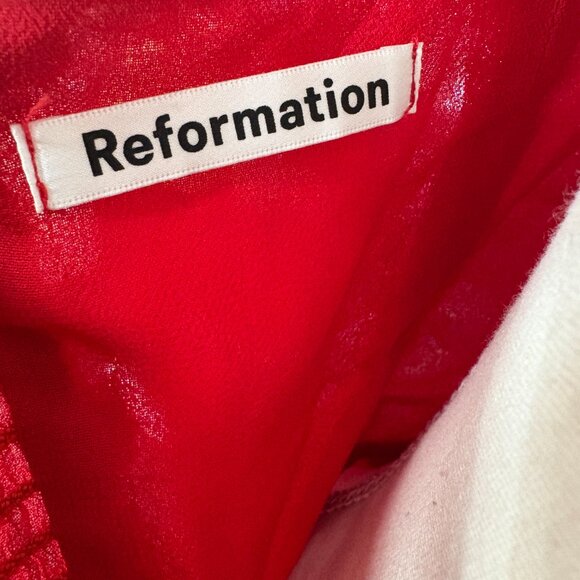 Reformation Christine Mini Ruffle Dress in Lipstick Red size 4 S XS tie straps - Picture 7 of 11